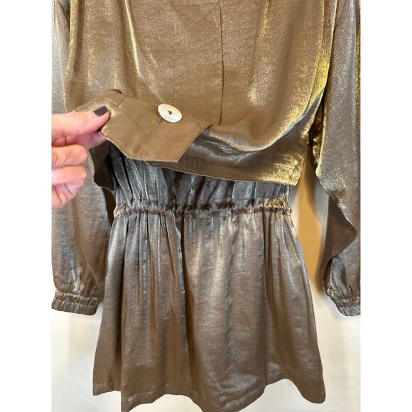 PIZAZZ Gold Brown Metallic Jacket S Y2K 90’s Romantic Goth Couture Streetwear - Picture 10 of 16